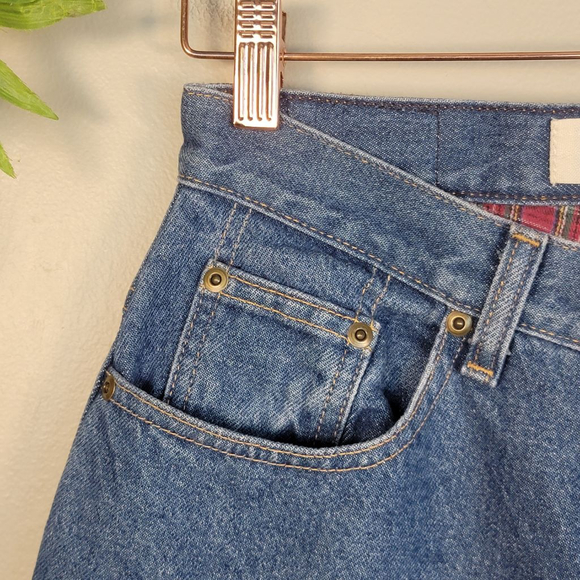 L.L. Bean Flannel Lined Jeans Double L Relaxed Fit Plaid Medium Wash High Rise 4 - Picture 3 of 11